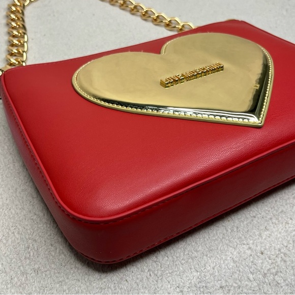 Love Moschino Red Heart Handbag Zipper Purse-Red/Gold-NEW-NWT-Valentine’s Day - Picture 2 of 16